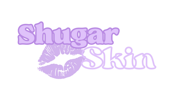 Shugar Skin logo with a purple lip graphic on a white background